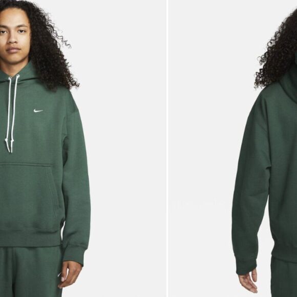 Nike Solo Swoosh Fleece Pullover Hoodie in Forest Green XS - Picture 3 of 6